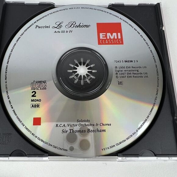 puccini: La Boh%C2%8Aeme De Los Angleles Bj%C3%B6rling 2 CD 1997 EMI Music - Picture 3 of 7